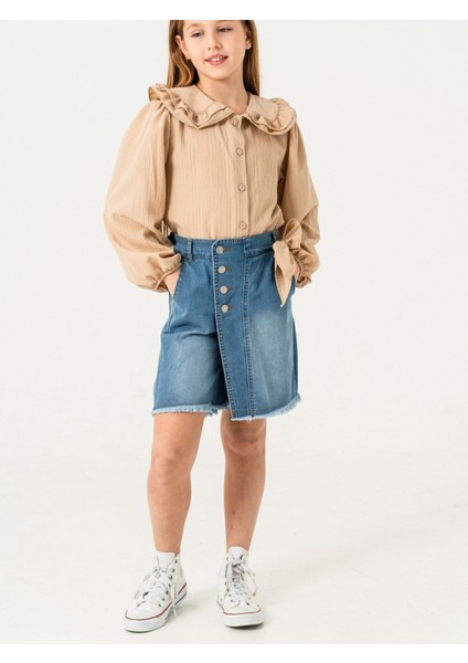 Kız Çocuk Kot Şort Etek 2856