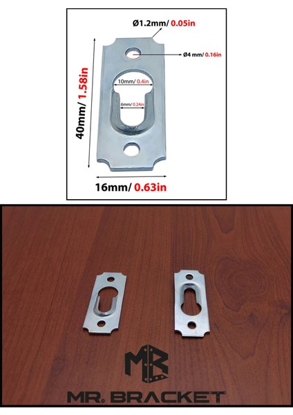 10 Ad. Gizli Çerçeve Askısı Bombeli Dar Model - Metal Tablo Askı Aparatı - Vidalı Resim Asma Kancası