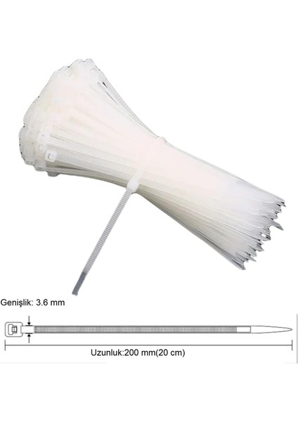 3.6X200 mm Plastik Kelepçe Cırt Kelepçe Beyaz ZMK-1601 fiyatları