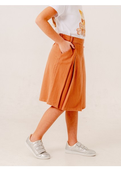 Kız Çocuk Gabardin Pileli Keten Etek 2958 modelleri