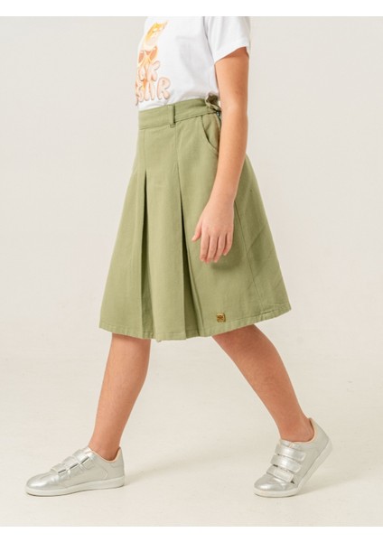 Kız Çocuk Gabardin Pileli Keten Etek 2958 modelleri