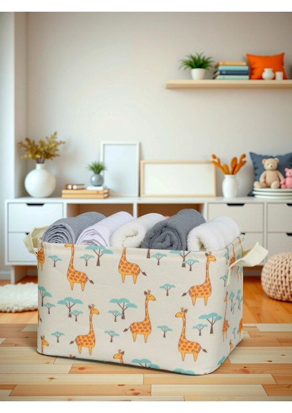 Giraffe 2 Desenli Çok Amaçlı Dolap Içi Düzenleyici Dekoratif Dikdörtgen Düzenleyici Sepet 30 x 22 x 18 fiyatları