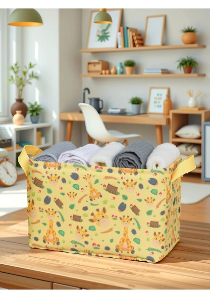 Giraffe Desenli Çok Amaçlı Dolap Içi Düzenleyici Dekoratif Dikdörtgen Düzenleyici Sepet 30 x 22 x 18 fiyatları