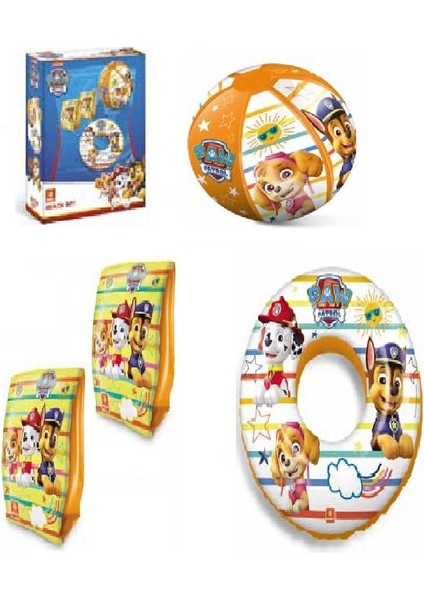 Lisanslı Paw Patrol Plaj Seti Şişme Ürünler Kolluk-Simit-Top