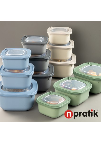 Elegant Storage Box Saklama Kabı Seti 3 Parça Vakumlu Kapak Mikrodalga ve Buzdolabına Uygun Renkli Kullanışlı