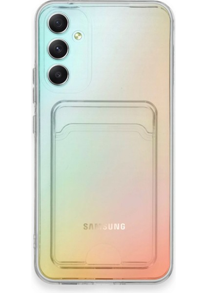 Kartlıklı Kılıf Samsung Galaxy A34 5g Kart Koymalı Şeffaf Silikon - Şeffaf