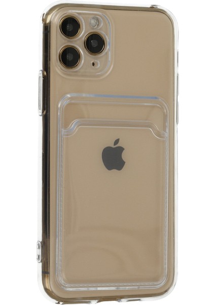 Kartlıklı Kılıf Apple iPhone 11 Pro Kart Koymalı Şeffaf Silikon - Şeffaf fiyatları