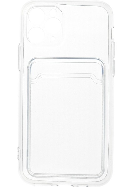 Kartlıklı Kılıf Apple iPhone 11 Pro Kart Koymalı Şeffaf Silikon - Şeffaf modelleri
