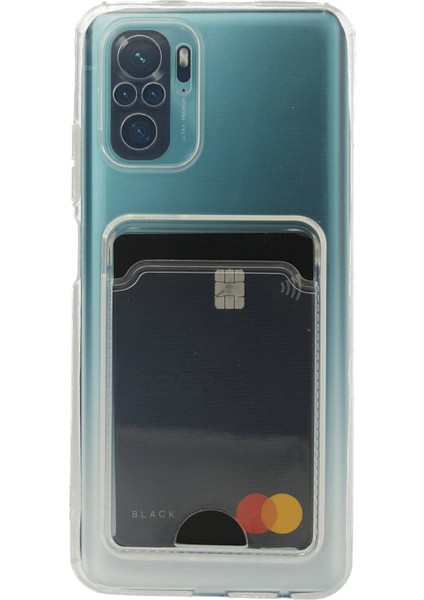 Kartlıklı Kılıf Xiaomi Poco M5S Kart Koymalı Şeffaf Silikon - Şeffaf