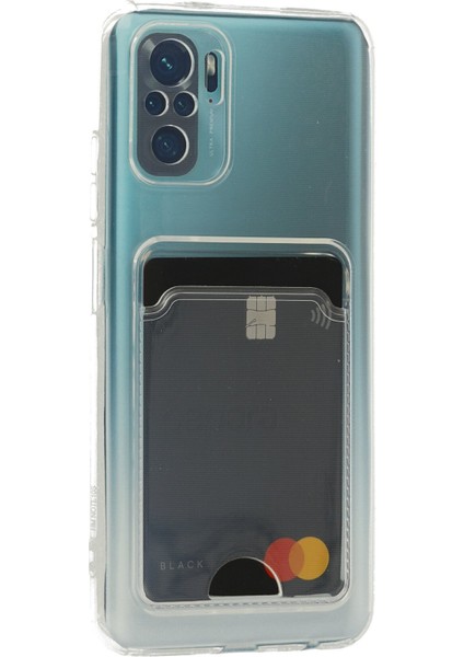 Kartlıklı Kılıf Xiaomi Poco M5S Kart Koymalı Şeffaf Silikon - Şeffaf fiyatları