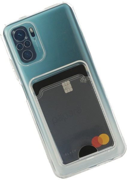Kartlıklı Kılıf Xiaomi Poco M5S Kart Koymalı Şeffaf Silikon - Şeffaf modelleri