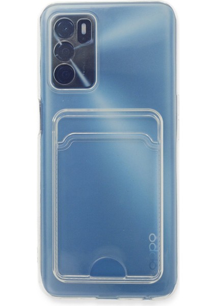 Kartlıklı Kılıf Oppo A16 Kart Koymalı Şeffaf Silikon - Şeffaf