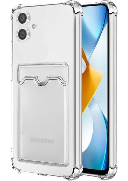 Kartlıklı Kılıf Samsung Galaxy A05 Kart Koymalı Şeffaf Silikon - Şeffaf