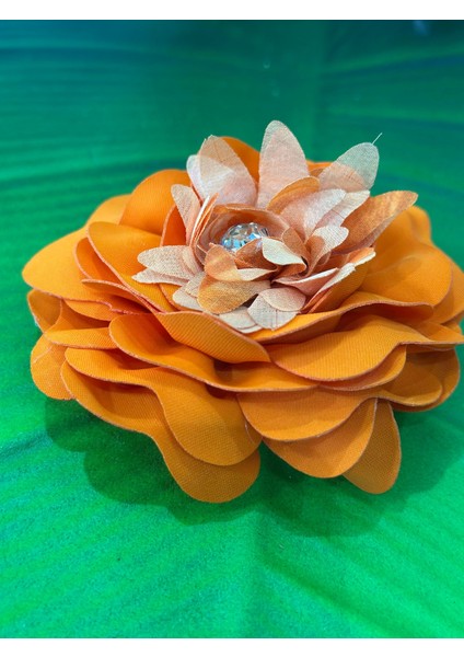 Kabartma Taşlı Çiçek Güllü Broş Yaka Iğnesi Giyim Türban Saç Aksesuarı 10X10 cm modelleri