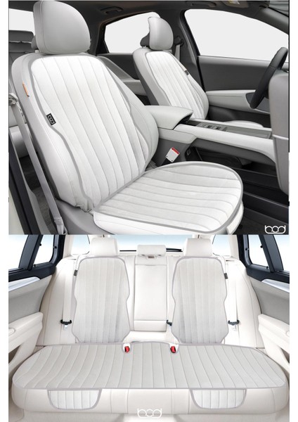 Vodina Serisi Tay Tüyü Cepli Oto Koltuk Minder Seti Koltuk Koruma Kılıfı Ön Arka Set Gri