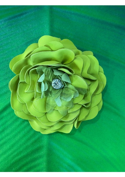 Kabartma Taşlı Çiçek Güllü Broş Yaka Iğnesi Giyim Türban Saç Aksesuarı 10X10 cm
