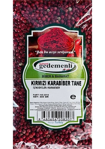 Kırmızı Tane Karabiber 400 gr