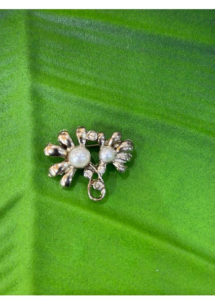 Çiçekli Boncuklu Broş Yaka Iğnesi Giyim Aksesuarı 3x3 cm