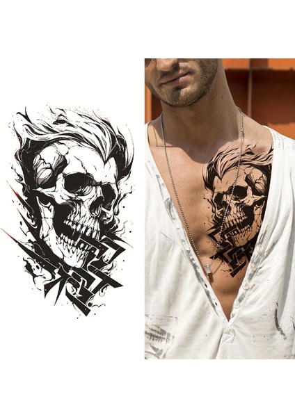Geçici Kuru Kafa Figürlü Dövme Tattoo