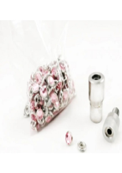 KLİNKSHOP Kristal Taşlı Giysi Kot ve Ev Tekstili Süsleme Malzeme Kit - Pembe-150 Adet