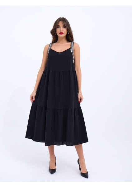 Butik 6907 Elbise-Siyah