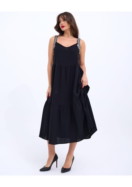 Butik 6907 Elbise-Siyah