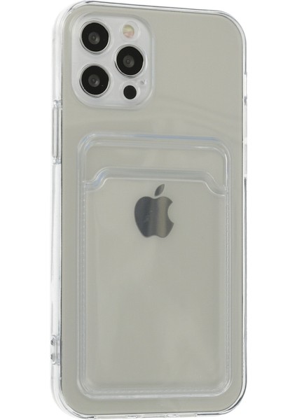Kartlıklı Kılıf Apple iPhone 12 Pro Kart Koymalı Şeffaf Silikon - Şeffaf fiyatları