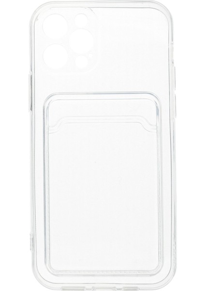 Kartlıklı Kılıf Apple iPhone 12 Pro Kart Koymalı Şeffaf Silikon - Şeffaf modelleri