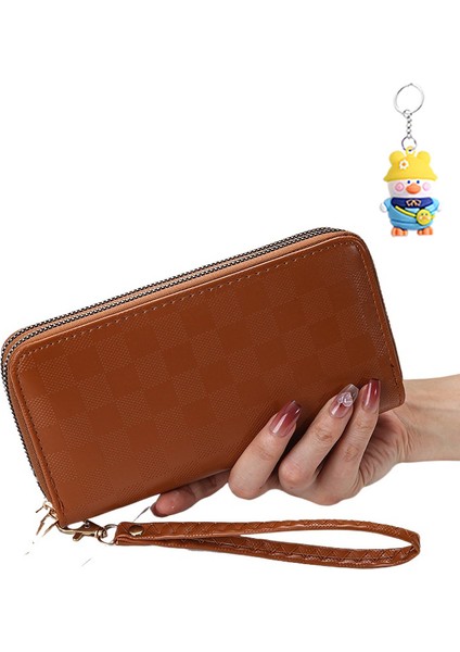 Bayanlar Cüzdanı Çift Çekme Basit ve Şık Çift Fermuarlı Clutch Kart Tutucu (Yurt Dışından)