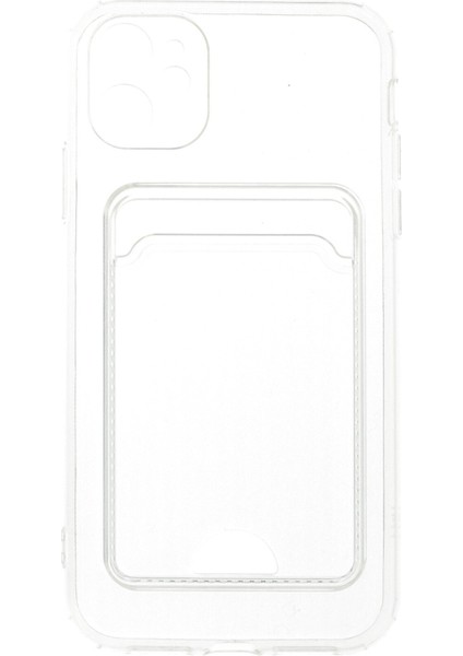Kartlıklı Kılıf Apple iPhone 11 Kart Koymalı Şeffaf Silikon - Şeffaf fırsatları