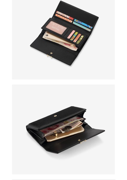 Uzun Kadın Cüzdan Büyük Kapasiteli Üç Katlı Kadın Clutch Kart Tutucu Çoklu Kart Yuvası (Yurt Dışından) fırsatları