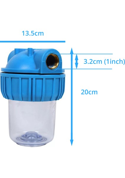Daire Girişi Su Sayacı Çamur ve Tortu Su Arıtma Filtresi - 5 Inch Yıkanabilir Filtre