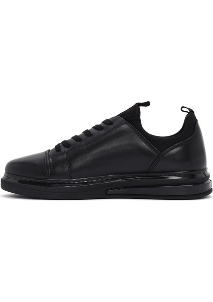 Erkek Siyah Bağcıklı Deri Sneaker 25SFD631418