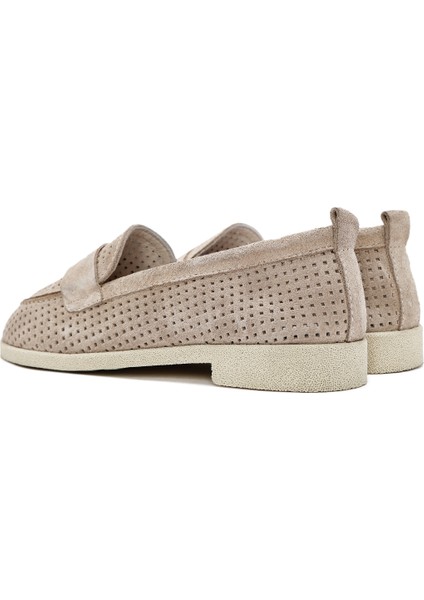 Kadın Bej Süet Deri Loafer 25SFD510410