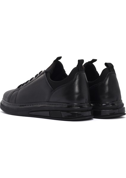 Erkek Siyah Bağcıklı Deri Sneaker 25SFD631418