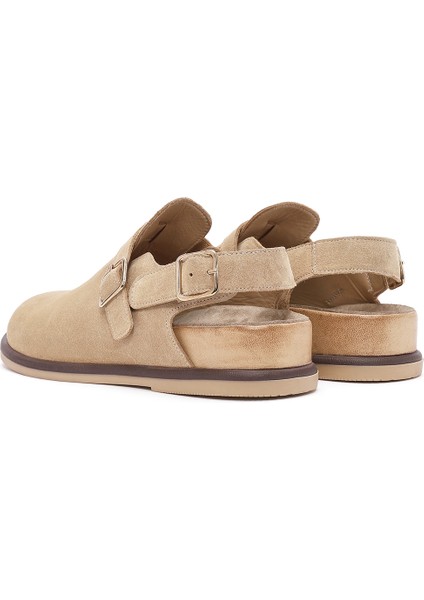 Kadın Camel Arkadan Bağlamalı Süet Deri Sandalet 25SFD153410