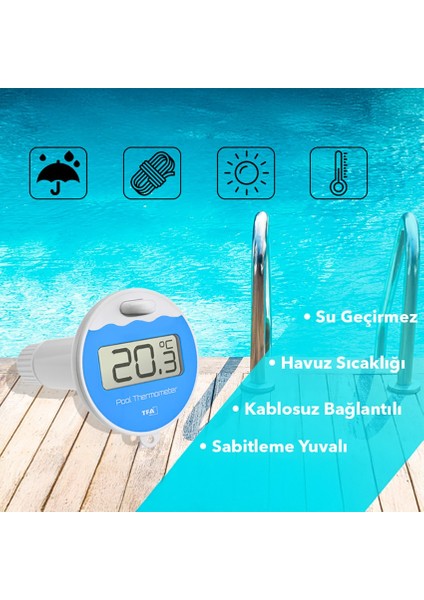 Tfa 30.3066.01 'marbella' Havuz Sıcaklık Ölçer | Ortam Isı Nem Ölçer