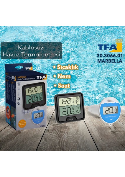 Tfa 30.3066.01 'marbella' Havuz Sıcaklık Ölçer | Ortam Isı Nem Ölçer