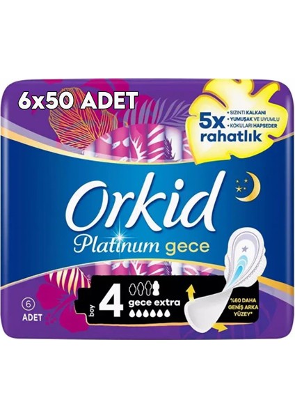 Hijyenik Ped Platinum Gece Extra 6'lı 50 Adet