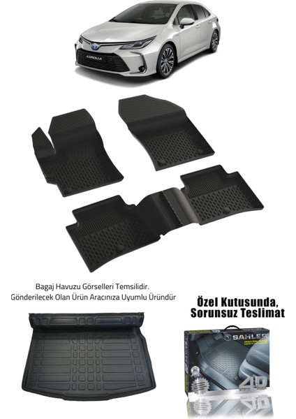 Toyota Corolla Sedan 2019-2025 Uyumlu 4.5D Premium Havuzlu Oto Paspas ve LİNER Marka 3D Bagaj Havuzu Seti - Corolla