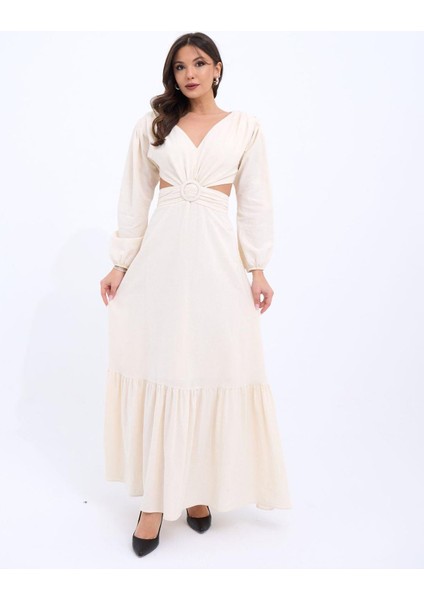 Butik 7408 Elbise-Bej