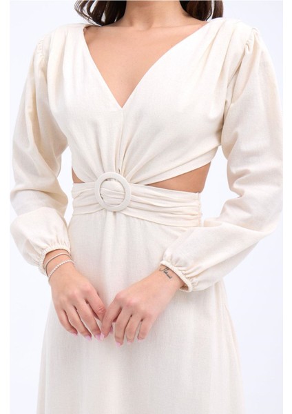 Butik 7408 Elbise-Bej