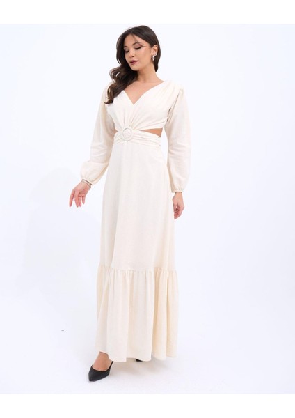 Butik 7408 Elbise-Bej