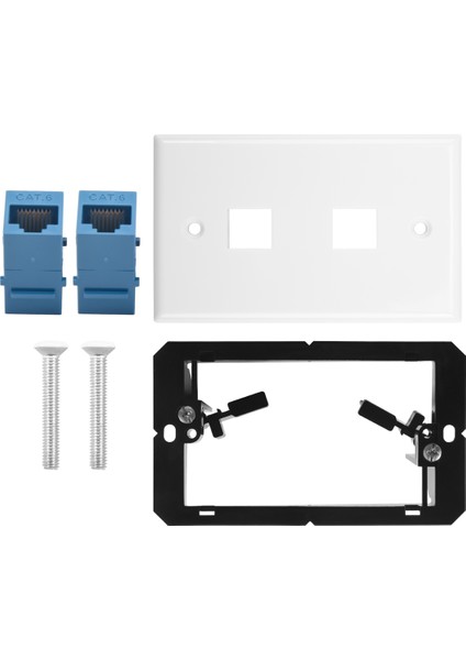 Alçak Gerilim Montaj Braketli Ethernet Duvar Plakası, Tek Grup 2 Bağlantı Noktalı Cat6 Keystone Ethernet Kablosu Duvar Çıkışı (Yurt Dışından)