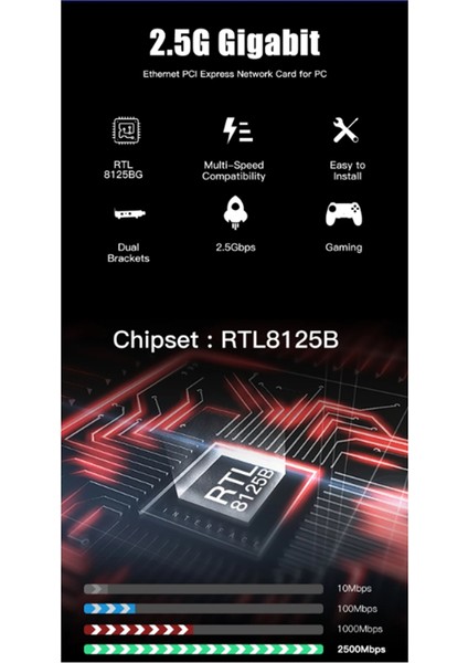 2.5g Pcı-E - RJ45 Gigabit Ağ Kartı RTL8125B Çip 10/100/1000MBPS Ethernet Kablolu RJ45 Lan Denetleyici Adaptörü (Yurt Dışından) modelleri