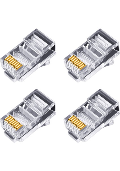 100 Adet RJ45 Konektörü 6u Altın Kaplama Ethernet Kabloları Üzerinden Geçiş Modülü Fiş Ağ Rj-45 Kristal Kafaları Cat5 CAT5E (Yurt Dışından)