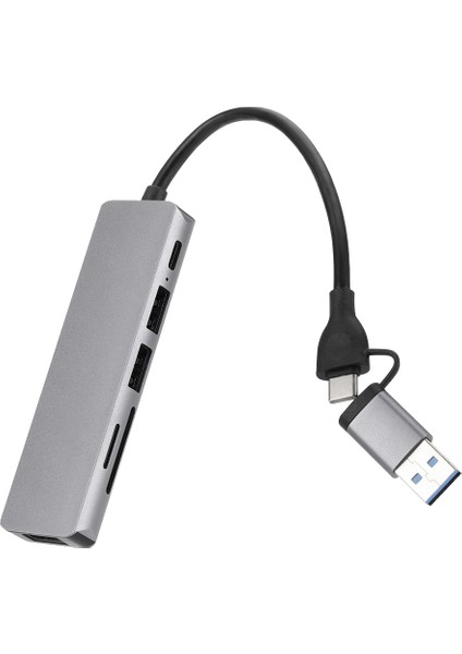 6'sı 1 Arada USB 3.0 Tip-C Genişletici Hub Yerleştirme Istasyonu Çoklu USB Ayırıcı Adaptörü USB 3.0 2.0 Tf Sd Okuyucu Yuvası (Yurt Dışından)