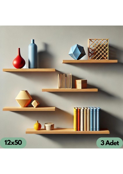 DF05101AC 3'lü Dekoratif Uçan Raf Duvar Rafı