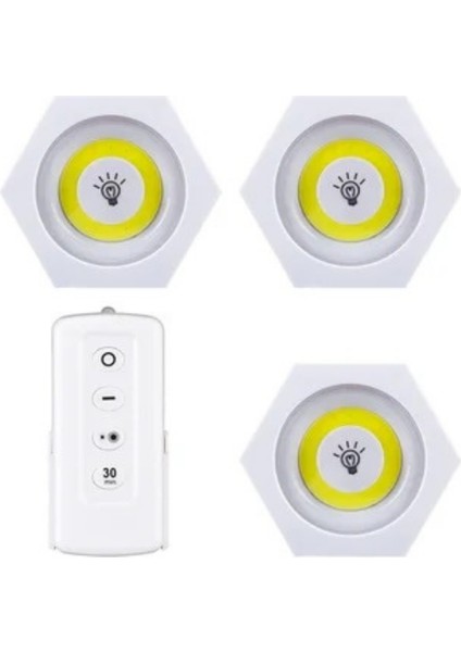 3 Lü Premium Kablosuz LED Dokunmatik Lamba Seti Köşeli Uzaktan Kumandalı Pilli Dekoratif Gece Işığı