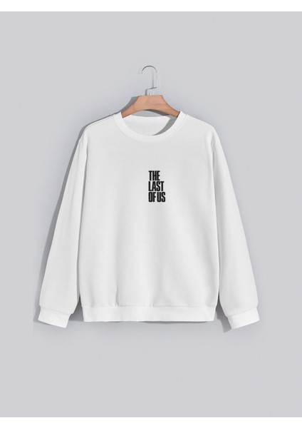 The Last Of Us Baskılı Bisiklet Yaka Kapşonsuz Normal Kalıp Beyaz Sweatshirt
